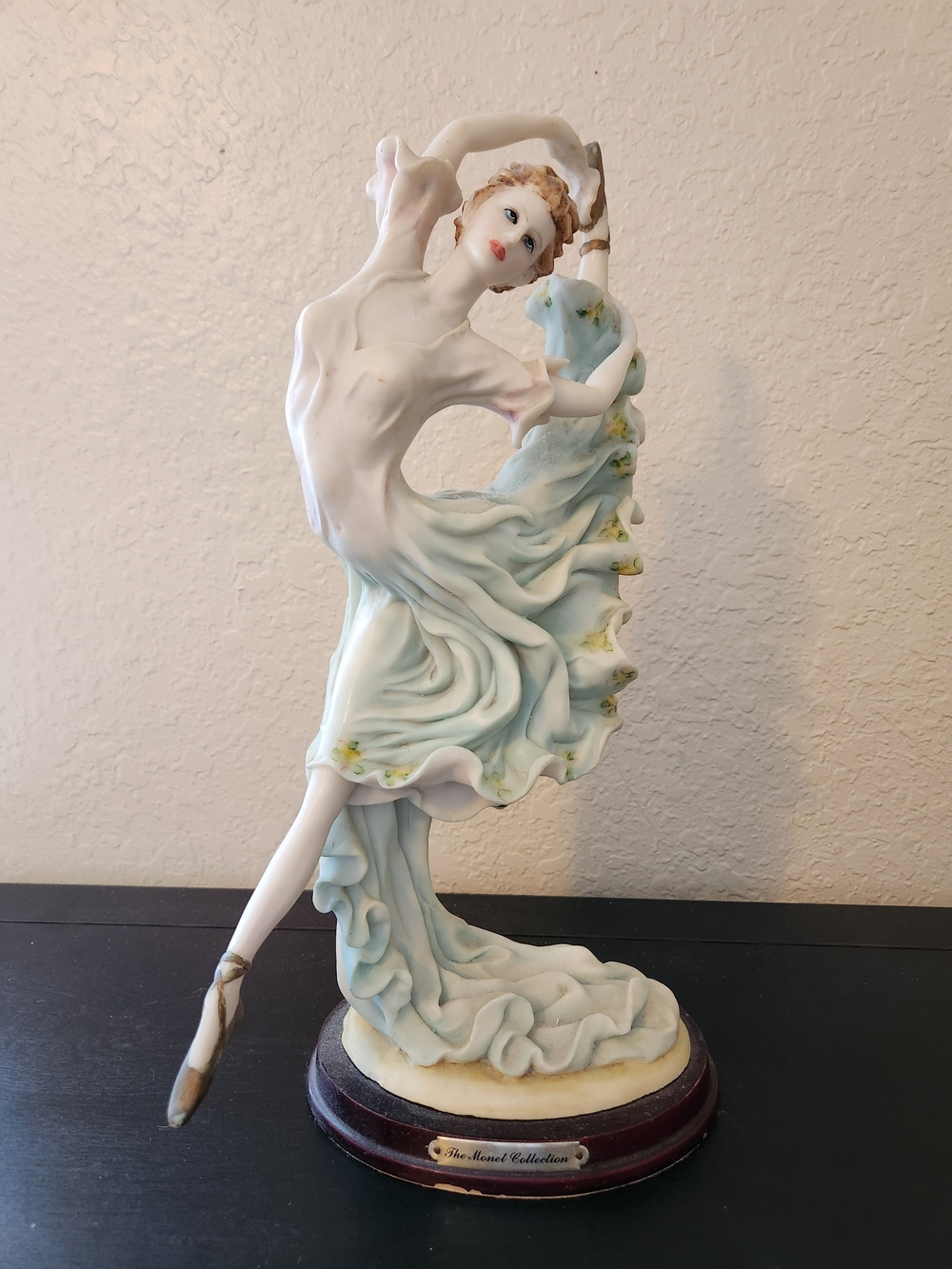 Porcelain Ballerina Figurine in Light Blue and White by the Monet Collection